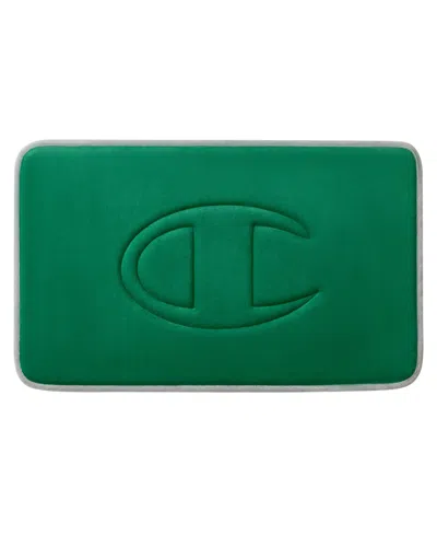 Champion Quilted Logo Memory Foam Bath Mat, 20" X 32" In Green
