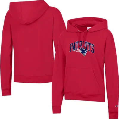 Champion Red New England Patriots Powerblend Hoodie In Pink