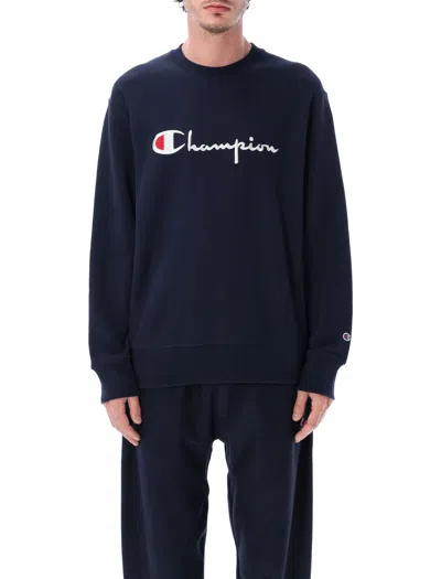 Champion Reverse Weave  Reverse Weave Crewneck Sweatshirt With Logo In Blue