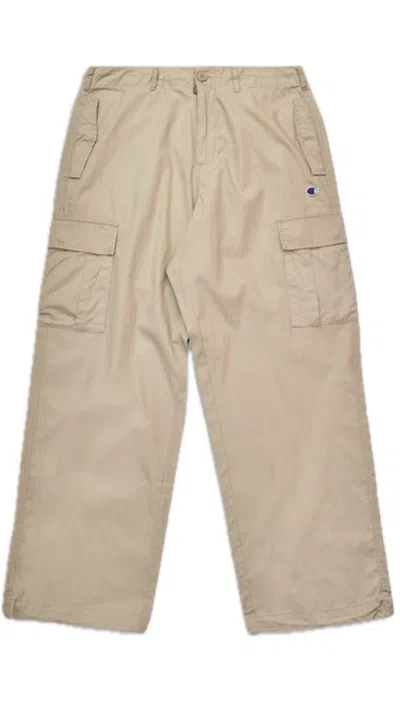 Champion Reverse Weave Cotton Baggy Cargo Pants In Beige