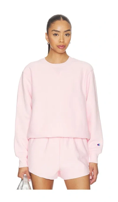Champion Reverse Weave Crewneck Sweater In Pink