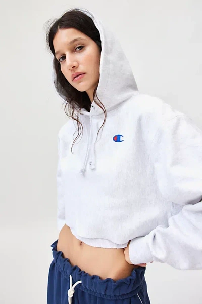 Champion Reverse Weave Cropped Hoodie Sweatshirt In Light Grey At Urban Outfitters