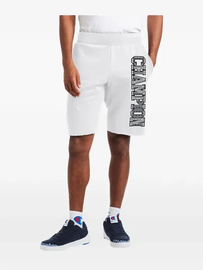 Champion Reverse Weave Cutoff Logo-print Shorts In White