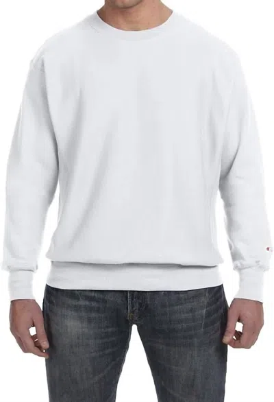 Champion Reverse Weave, Heavyweight Fleece Sweatshirt In Silver Grey In White