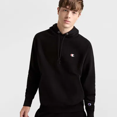 Champion Reverse Weave Hoodie, C Logo In Black