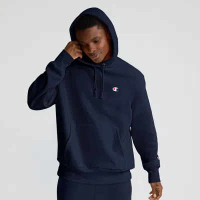 Champion Reverse Weave Hoodie, C Logo In Blue