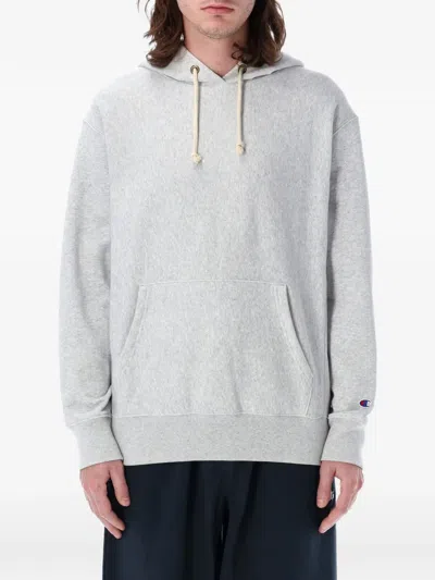 Champion Reverse Weave Hooded Sweatshirt With Kangaroo Pocket In Gray