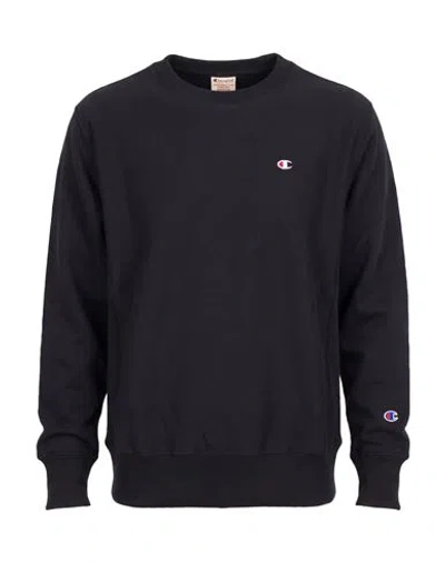Champion Reverse Weave Man Sweatshirt Black Size Xl Cotton In Blue
