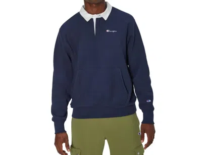 Champion Reverse Weave Rugby Sweatshirt In Navy In Blue