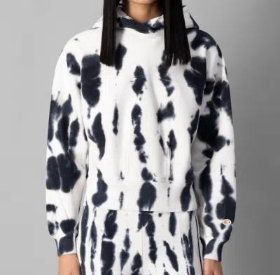Champion Reverse Weave Tailored Cropped Hoodie In Tie-dye Cocoa Butter In Multi