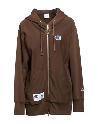 Champion Reverse Weave Woman Sweatshirt Brown Size Xl Cotton