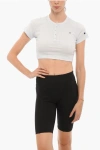 Champion Ribbed Crew-neck Cropped T-shirt With Front Buttoning