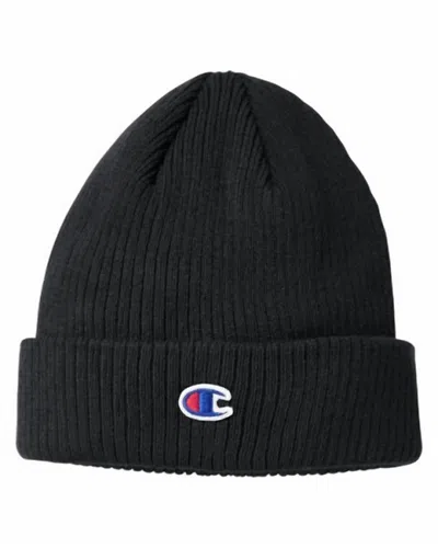 Champion Ribbed Cuffed Beanie In Black