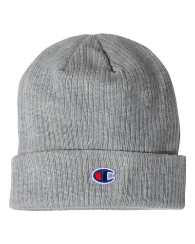 Champion Ribbed Cuffed Beanie In Heather Gray