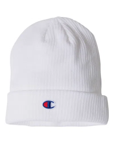 Champion Ribbed Cuffed Beanie In White