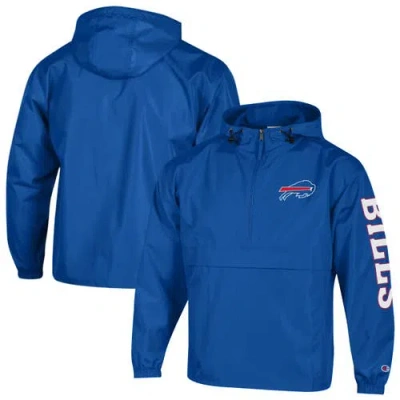 Champion Royal Buffalo Bills Packable Hooded Windbreaker Half-zip Jacket In Blue