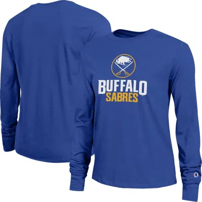 Champion Royal Buffalo Sabres Wordmark Lockup Long Sleeve T-shirt In Blue