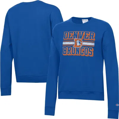 Champion Royal Denver Broncos Powerblend Fleece Sweatshirt In Blue