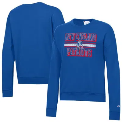 Champion Royal New England Patriots Powerblend Fleece Sweatshirt In Blue