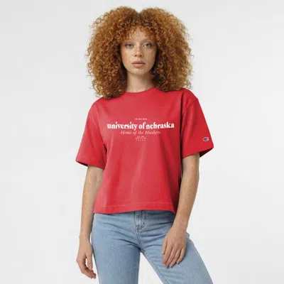 Champion Scarlet Nebraska Huskers Home Wordmark T-shirt In Red