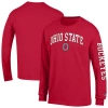 Champion Scarlet Ohio State Buckeyes Arch Over Logo 2-hit Long Sleeve T-shirt In Red