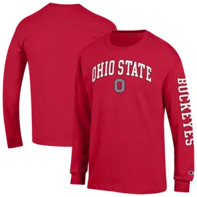 Champion Scarlet Ohio State Buckeyes Arch Over Logo 2-hit Long Sleeve T-shirt In Red
