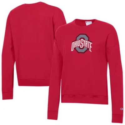 Champion Scarlet Ohio State Buckeyes Powerblend Sweatshirt In Red