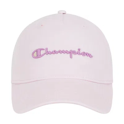 Champion Script Embroidery Adjustable Cap In Pink