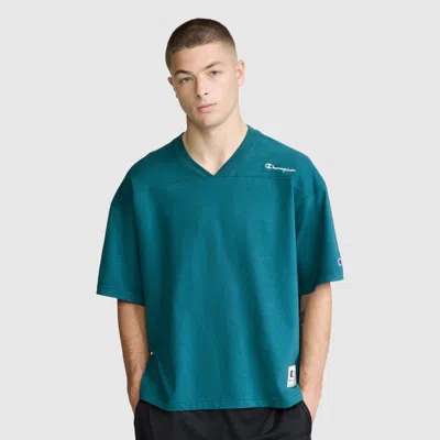 Champion Short Sleeve Boxy T-shirt, Embroidered Script Logo In Green