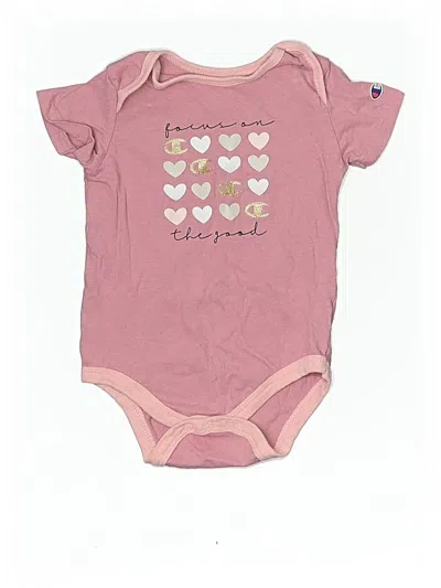 Pre-owned Champion Babies' Short Sleeve Onesie In Pink