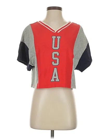 Pre-owned Champion Short Sleeve Top Red V Neck Tops