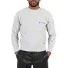 Champion Silver Grey Reverse Weave Script Logo Crew Sweatshirt In White