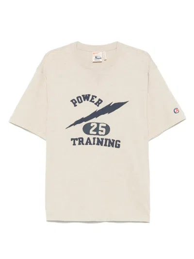 Champion Slogan-print T-shirt In Neutrals