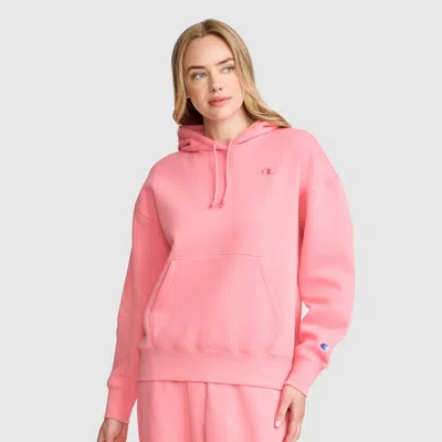 Champion Small C Freshman Powerblend Hoodie In Strawberry Pink