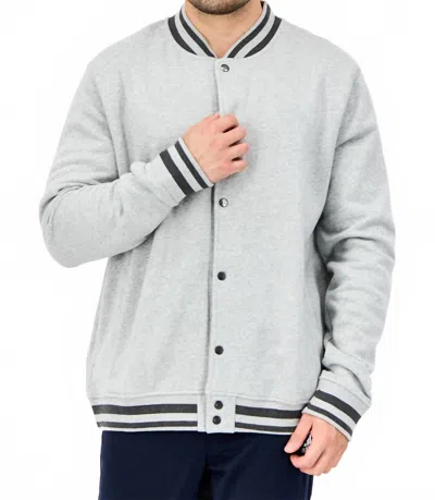 Champion Snap Up Athletic Wear Varsity Bomber Jacket In Light Gray In Multi