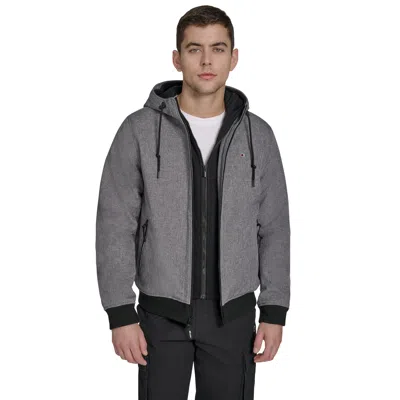 Champion Softshell Hoodie With Jersey Bib In Gray