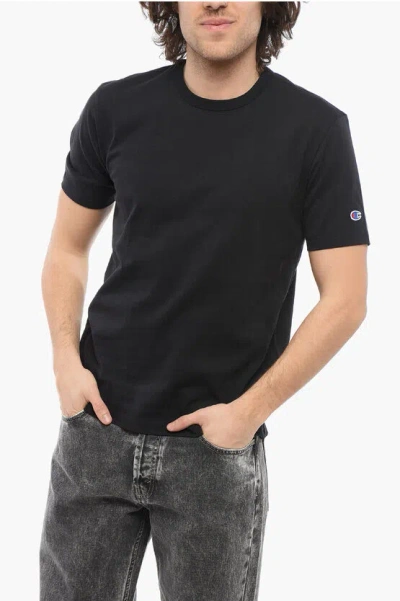 Champion Black Cotton Crew-neck T-shirt In Animal Print