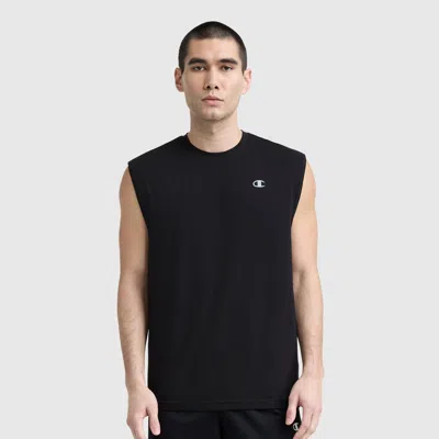 Champion Sport Crewneck Muscle Tee, Script Logo In Black