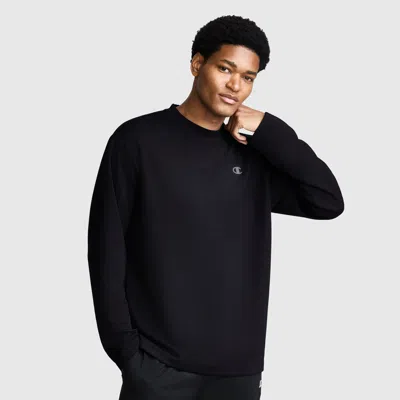 Champion Sport Long Sleeve Crewneck, C Logo In Black