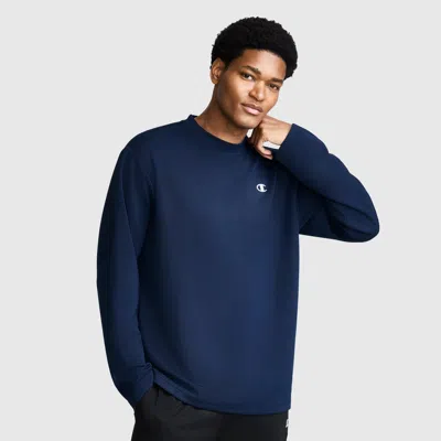 Champion Sport Long Sleeve Crewneck, C Logo In Deep Navy