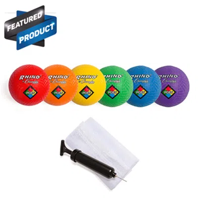 Champion Sports 8.5 In. Playground Ball Set With Pump, Multicolor - Set Of 6