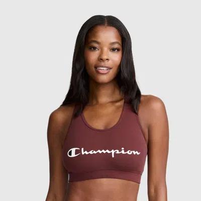 Champion Sports Bra, Script Logo In Bitter Chocolate