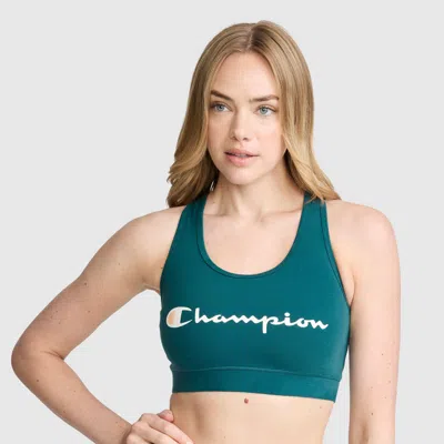 Champion Sports Bra, Script Logo In Deep Teal