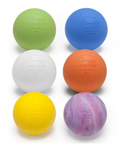 Champion Sports Lacrosse Ball Set, 6 Piece In White,royal Blue,orange,yellow,green
