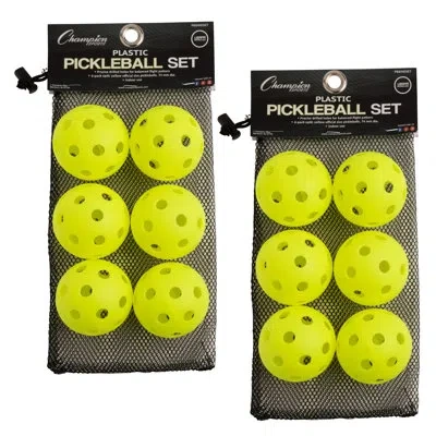 Champion Sports Recreational Indoor Pickleball Set, 6 Per Set, 2 Sets In Yellow