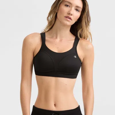 Champion Spot Comfort High-impact Sports Bra, C Logo In Black