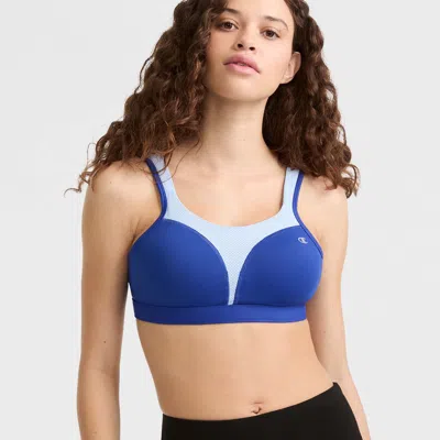 Champion Spot Comfort High-impact Sports Bra, C Logo In Blue