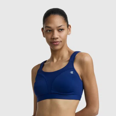 Champion Spot Comfort High-impact Sports Bra, C Logo In Blue