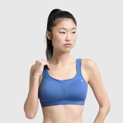 Champion Spot Comfort High-impact Sports Bra, C Logo In Blue