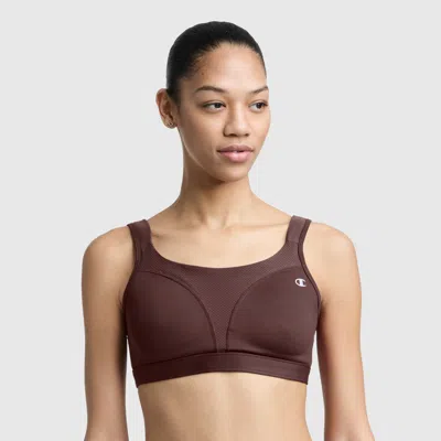 Champion Spot Comfort High-impact Sports Bra, C Logo In Bitter Chocolate